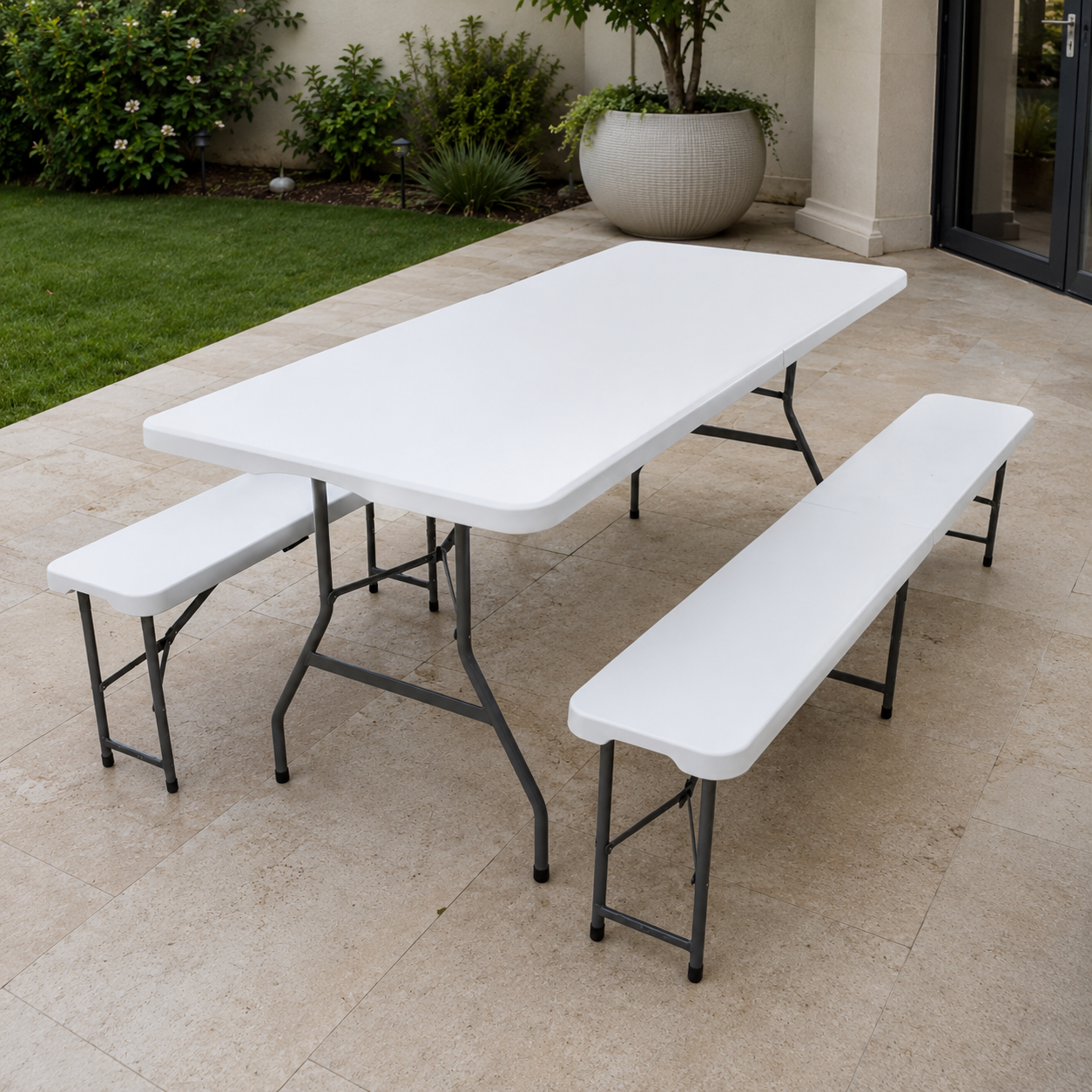 Foldable Garden Outdoor Table and Benches Aesthetic
