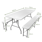Foldable Garden Outdoor Table and Benches Product with Measurements