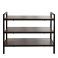 3 Tier Metal Shoe Rack with Wooden Shelves