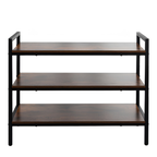 3 Tier Metal Shoe Rack with Wooden Shelves