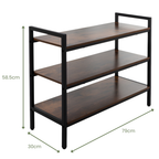 3 Tier Metal Shoe Rack with Wooden Shelves